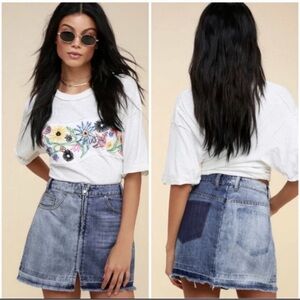 Lulu's Set the Tone Two Toned Denim Skirt